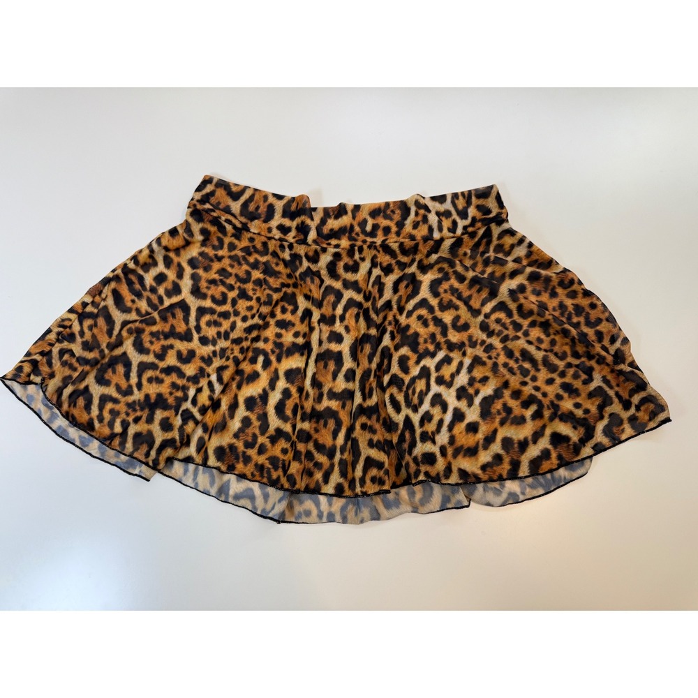 Leopard Print Mesh Mini Skirt Sheer Y2K